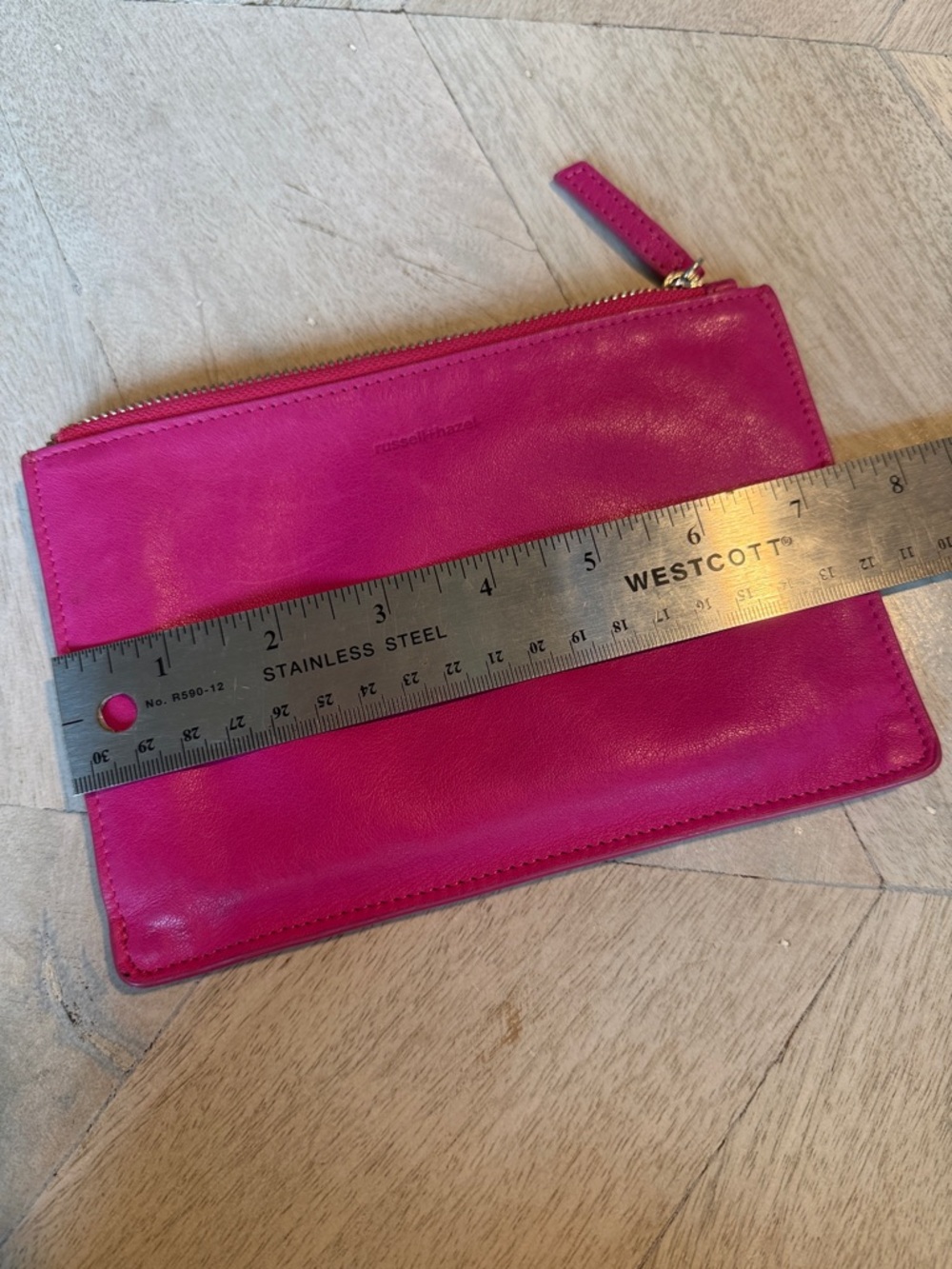 RUSSELL+HAZEL Leather Pouch in Fuscia Pink - Picture 6 of 7
